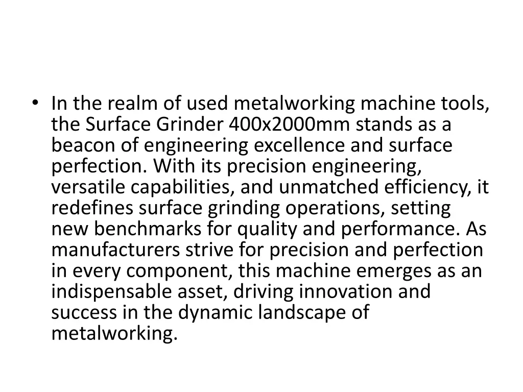 in the realm of used metalworking machine tools