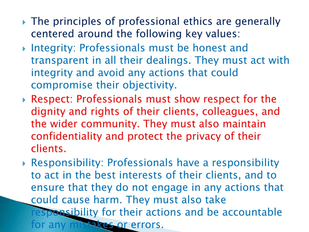 the principles of professional ethics