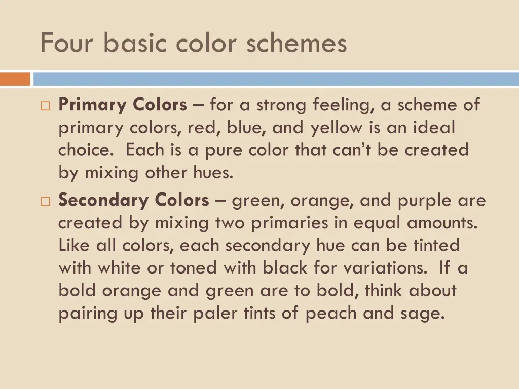 four basic color schemes