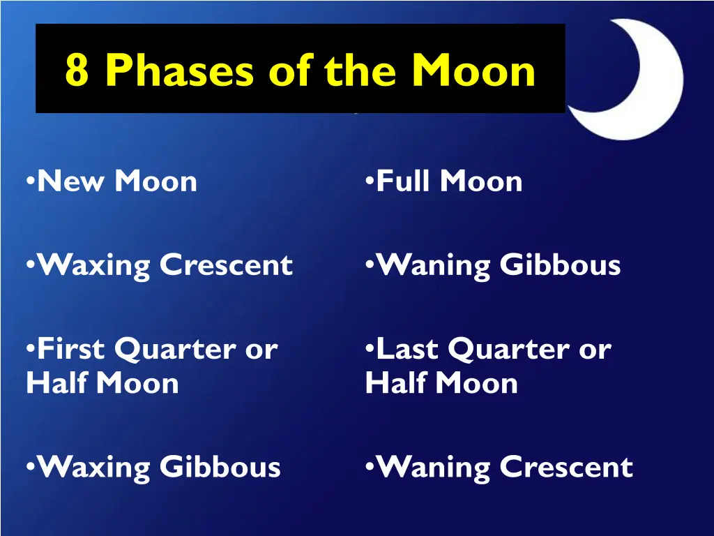 8 phases of the moon