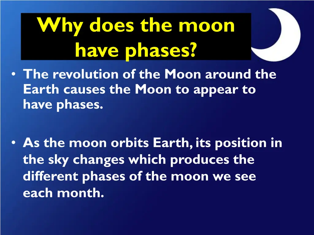 why does the moon have phases the revolution