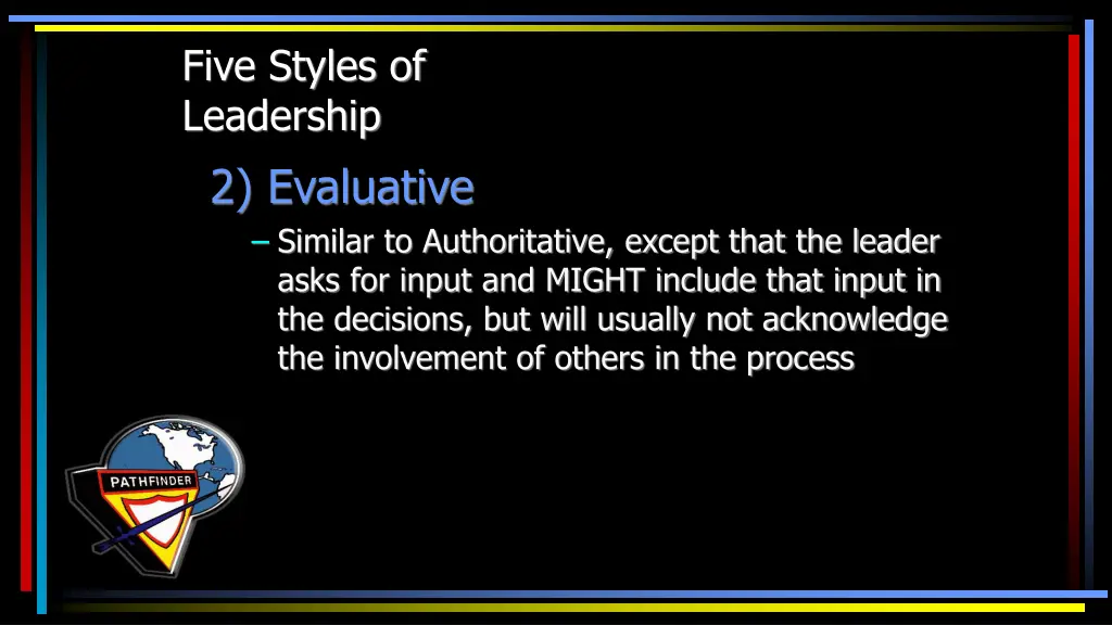 five styles of leadership 2 evaluative similar