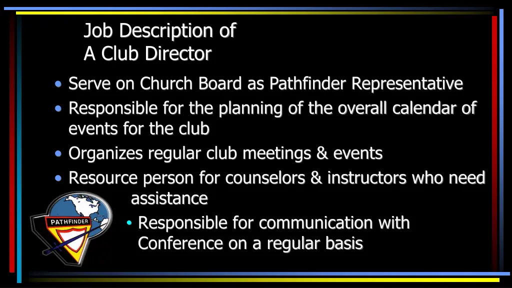 job description of a club director serve