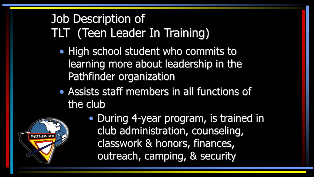 job description of tlt teen leader in training