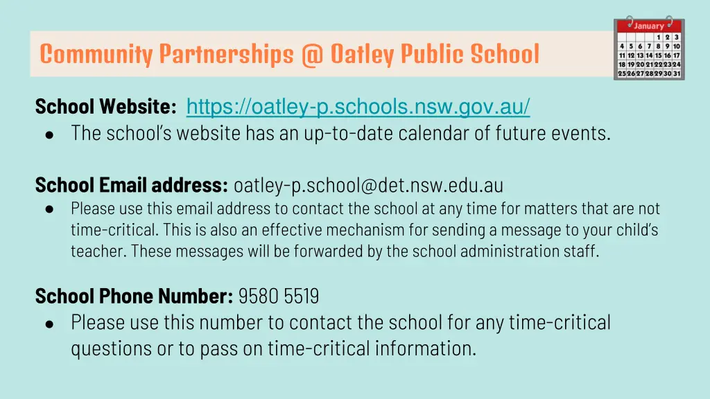 community partnerships @ oatley public school 2