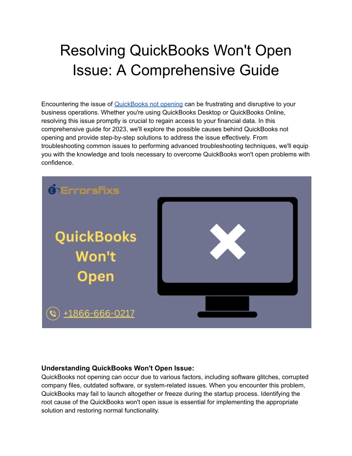 resolving quickbooks won t open issue