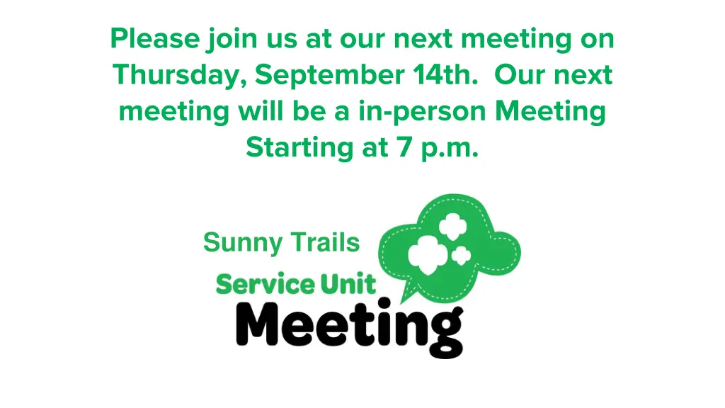 please join us at our next meeting on thursday