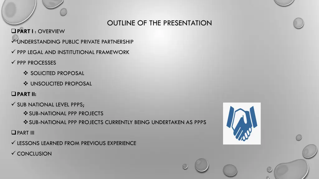 outline of the presentation