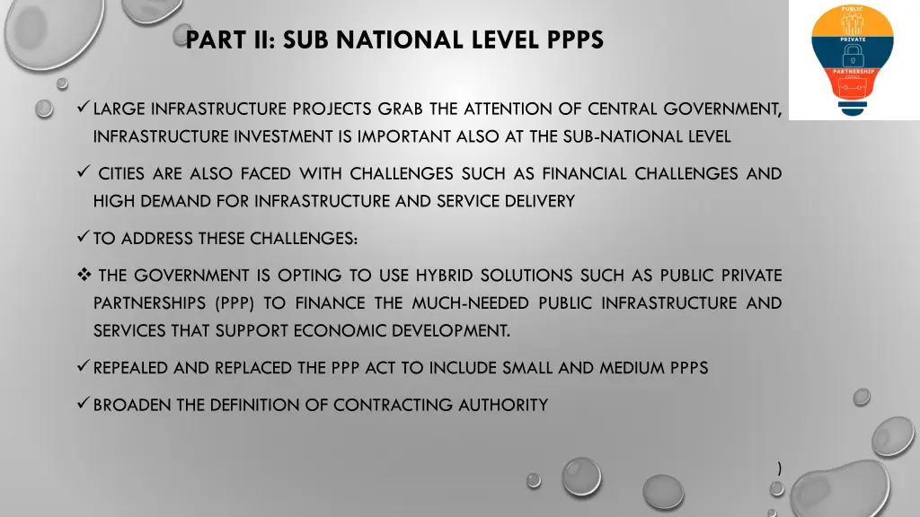 part ii sub national level ppps