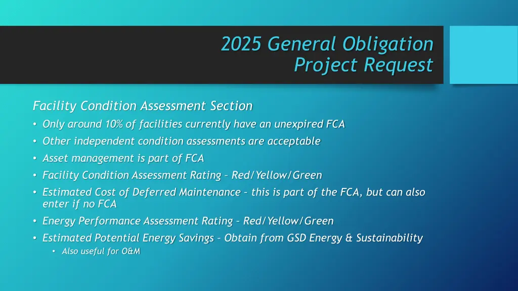 2025 general obligation project request 2