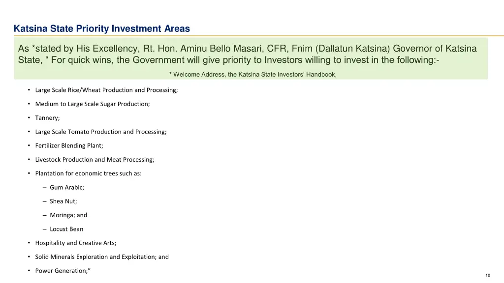 katsina state priority investment areas