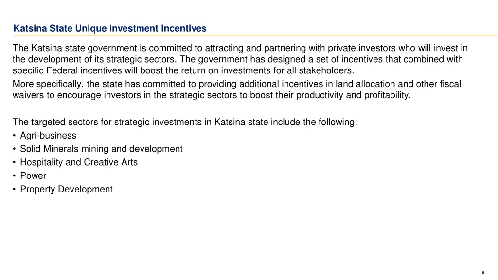 katsina state unique investment incentives