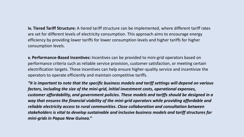 iv tiered tariff structure a tiered tariff