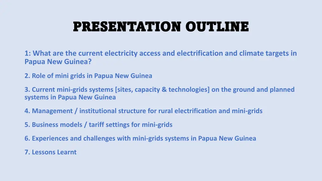 presentation outline presentation outline