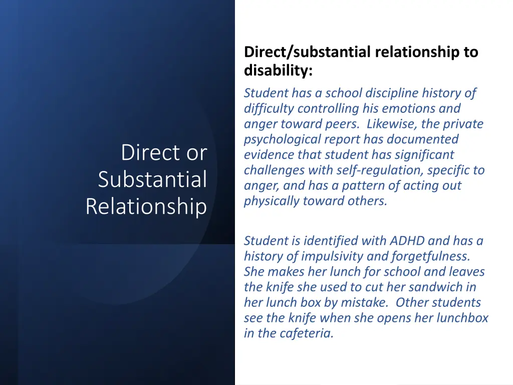 direct substantial relationship to disability