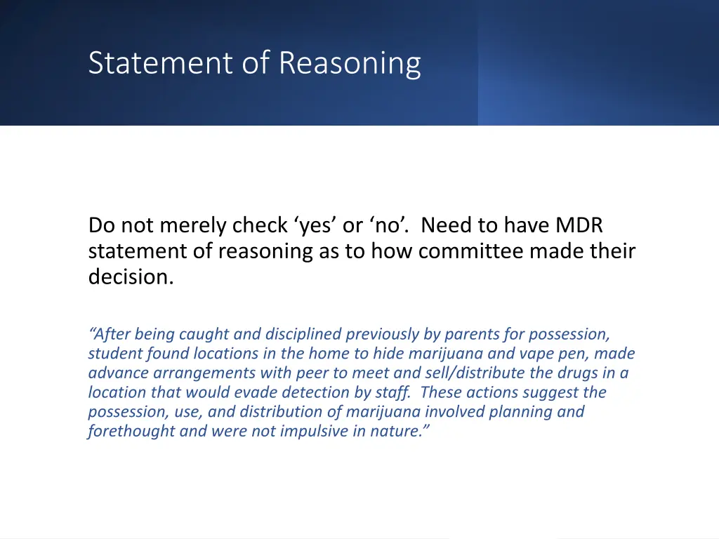 statement of reasoning