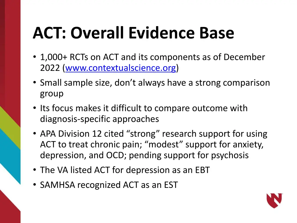 act overall evidence base