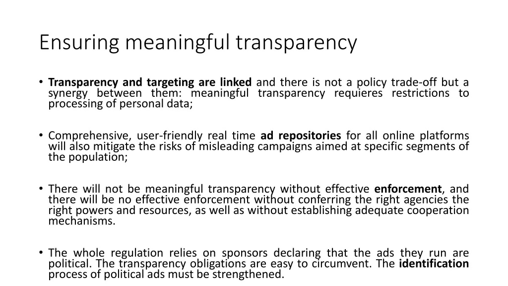 ensuring meaningful transparency