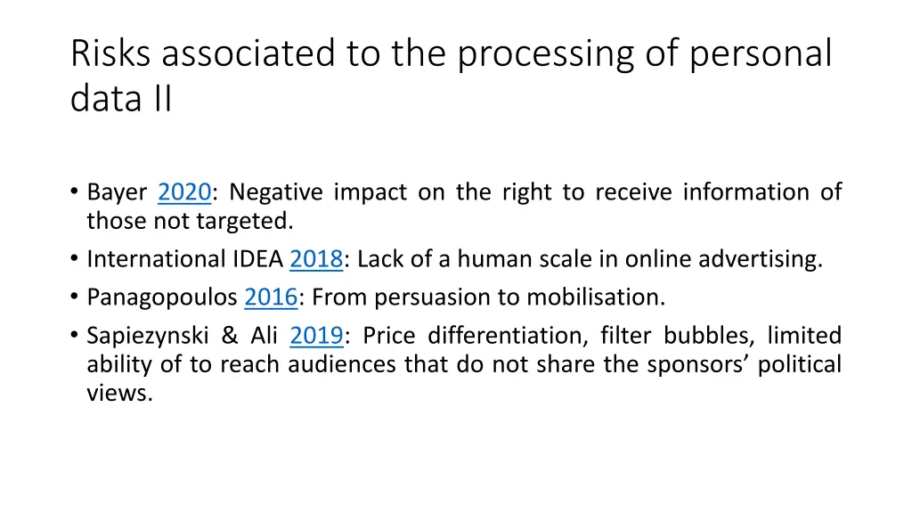 risks associated to the processing of personal 1