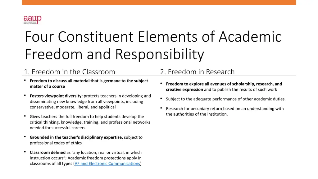 four constituent elements of academic freedom