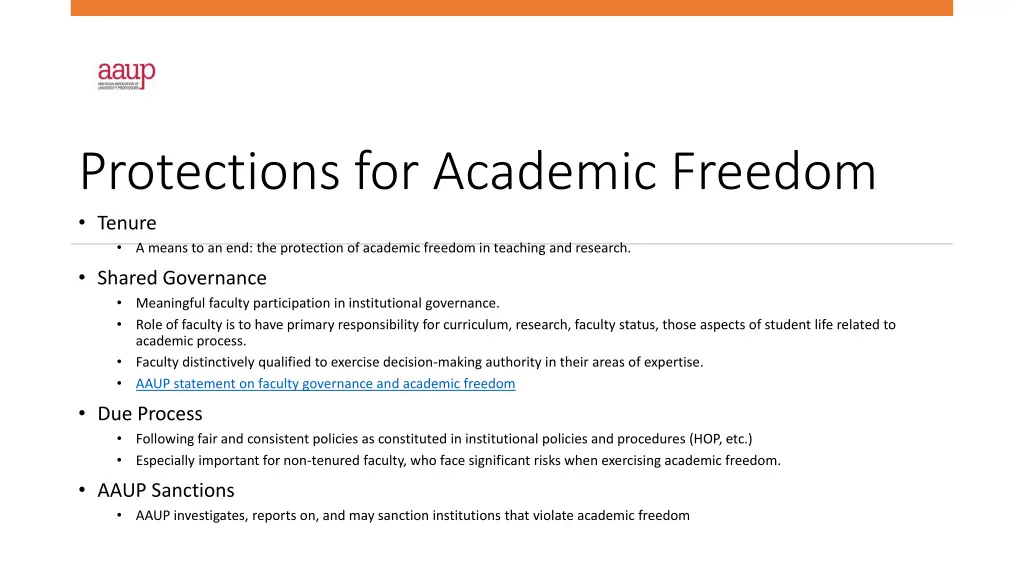 protections for academic freedom tenure a means