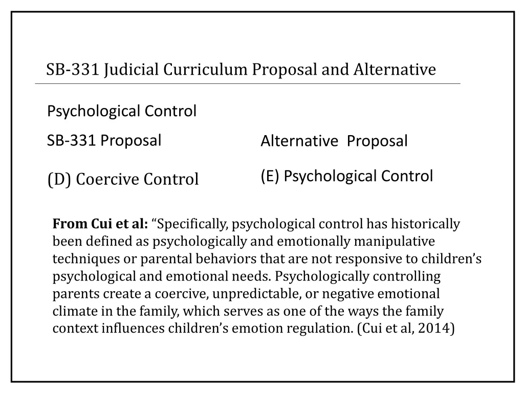 sb 331 judicial curriculum proposal 1