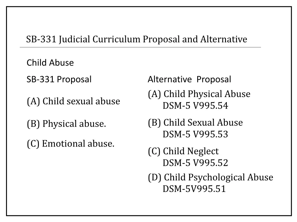 sb 331 judicial curriculum proposal