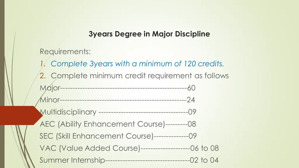 3years degree in major discipline