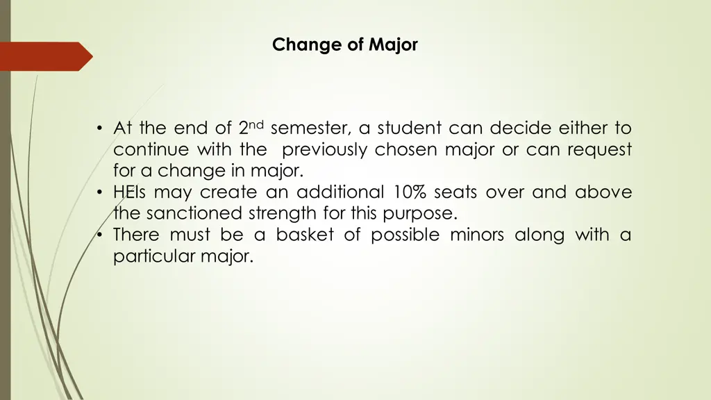 change of major