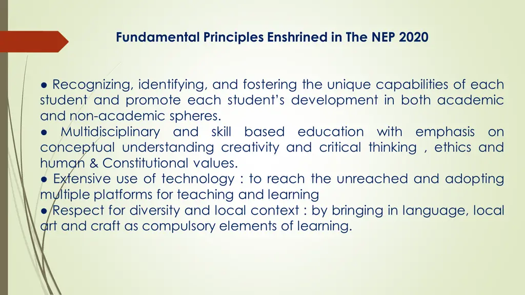 fundamental principles enshrined in the nep 2020