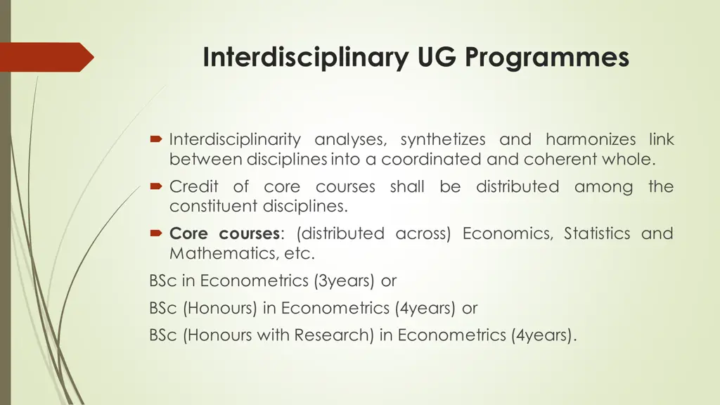 interdisciplinary ug programmes