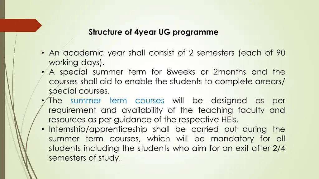 structure of 4year ug programme