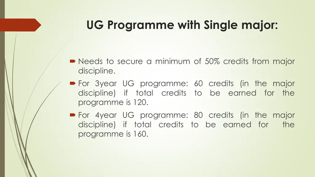 ug programme with single major