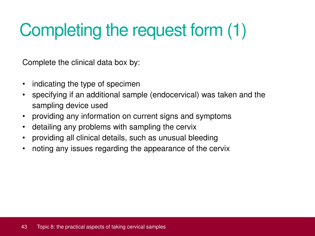 completing the request form 1