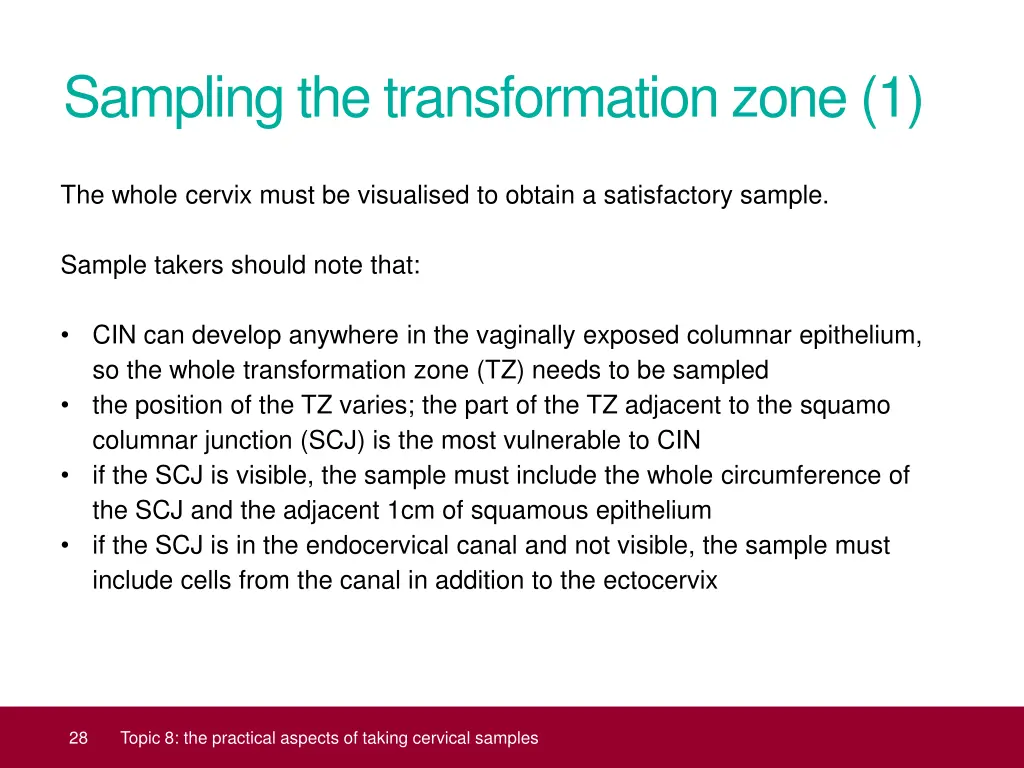 sampling the transformation zone 1