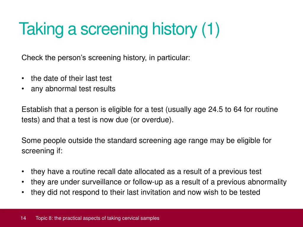 taking a screening history 1