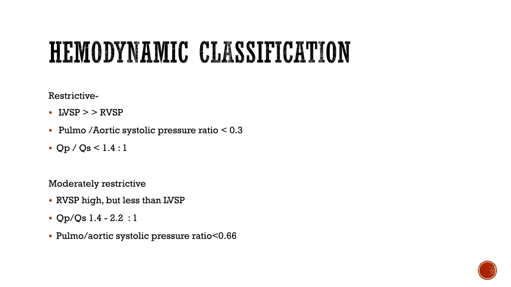 hemodynamic classification