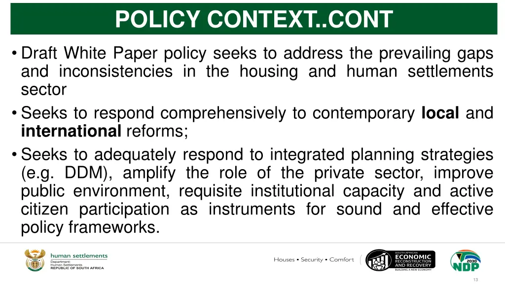 policy context cont
