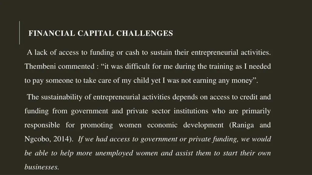 financial capital challenges