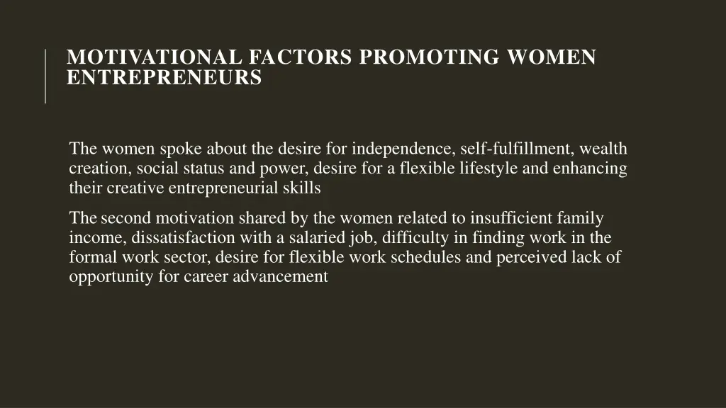 motivational factors promoting women entrepreneurs