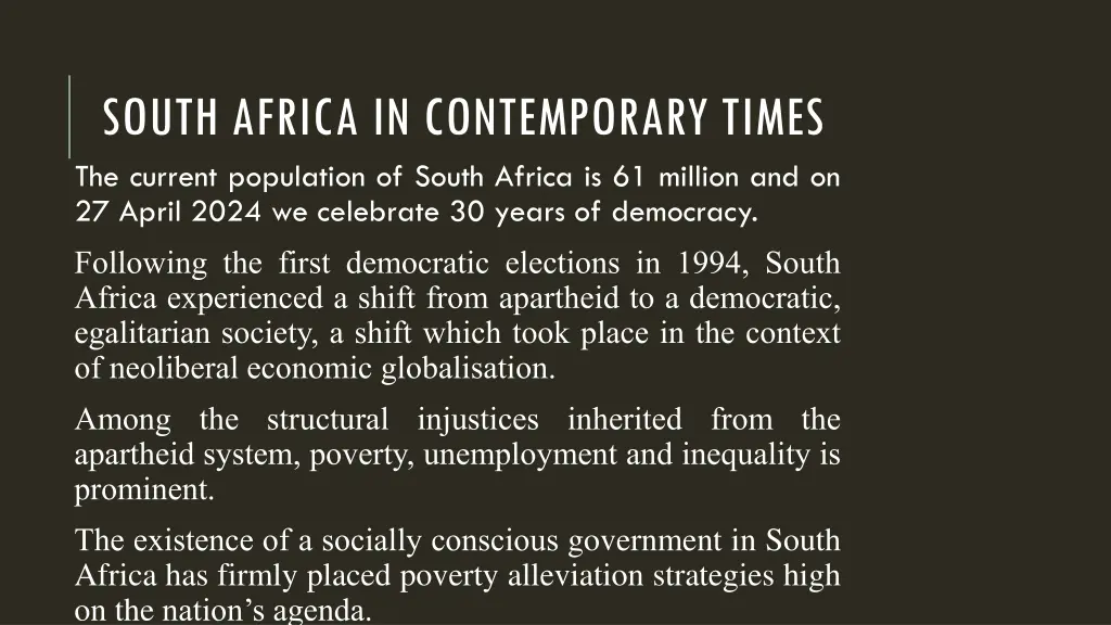 south africa in contemporary times the current