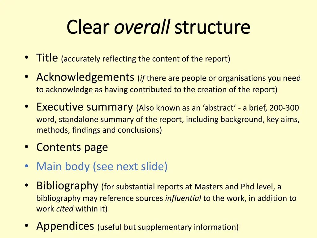 clear clear overall overall structure