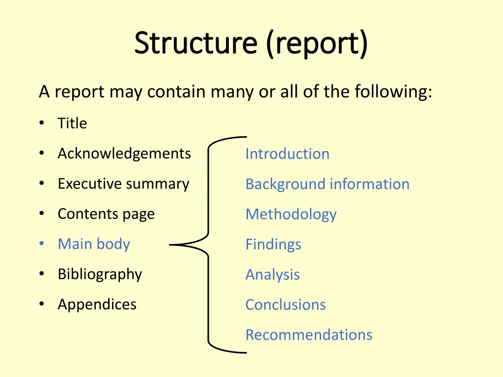 structure report structure report