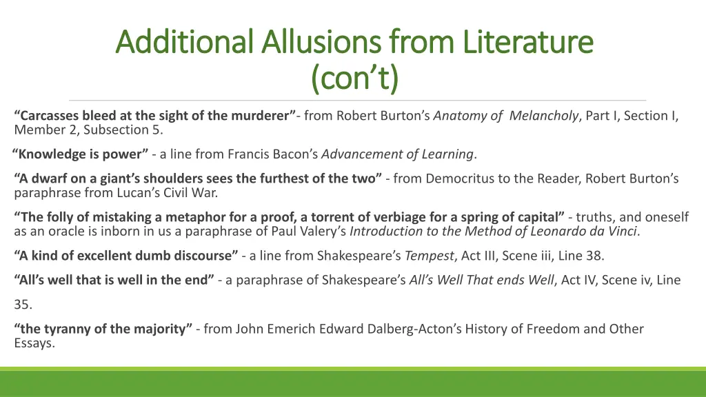 additional allusions from literature additional 1