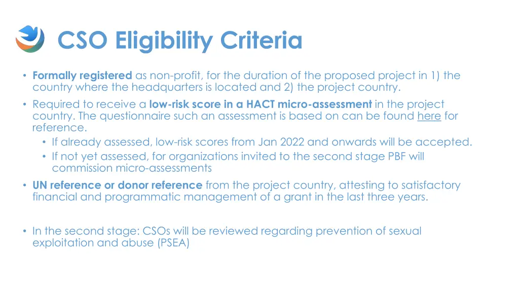 cso eligibility criteria