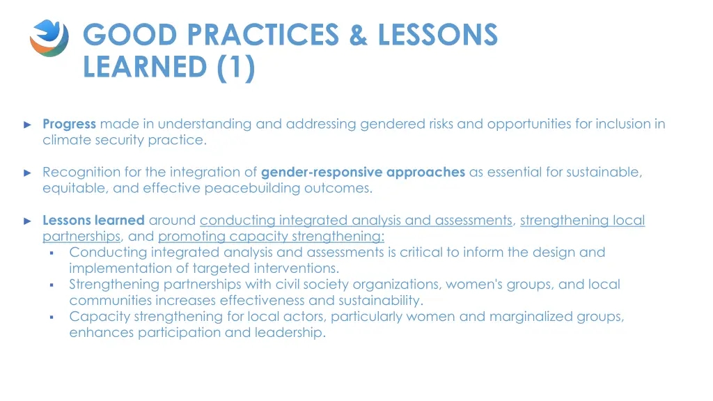 good practices lessons learned 1