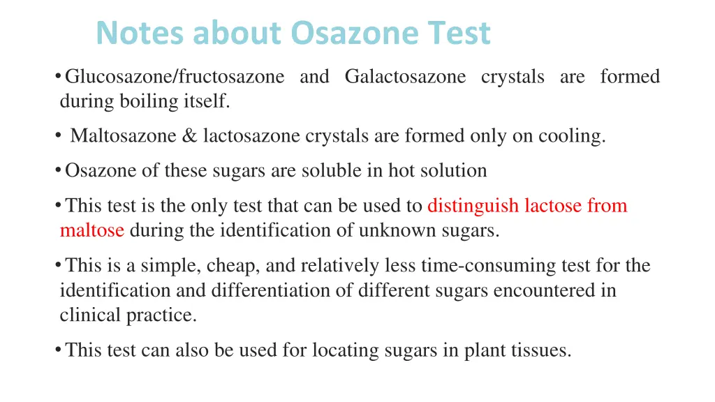 notes about osazone test