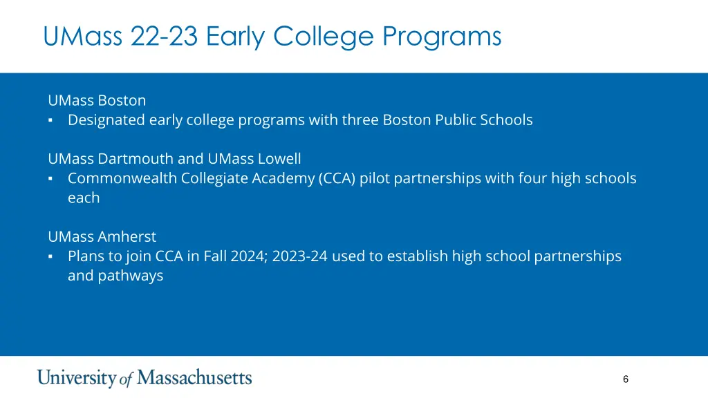 umass 22 23 early college programs