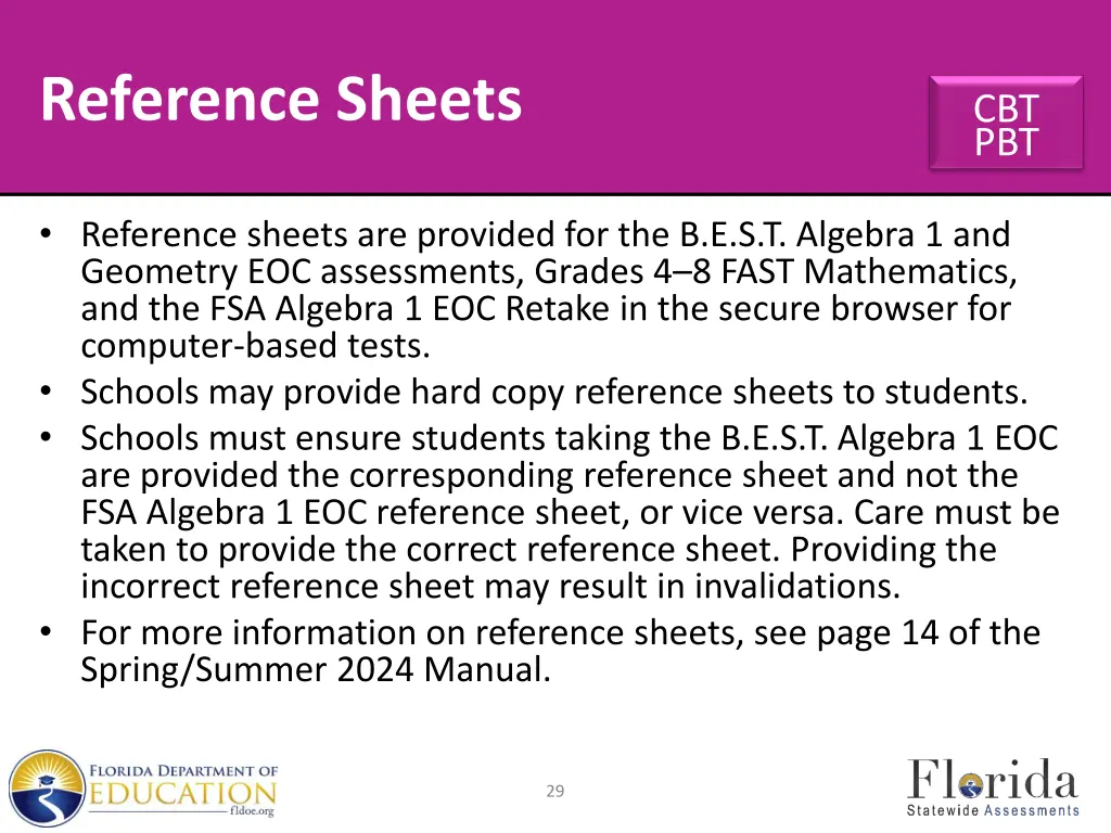 reference sheets