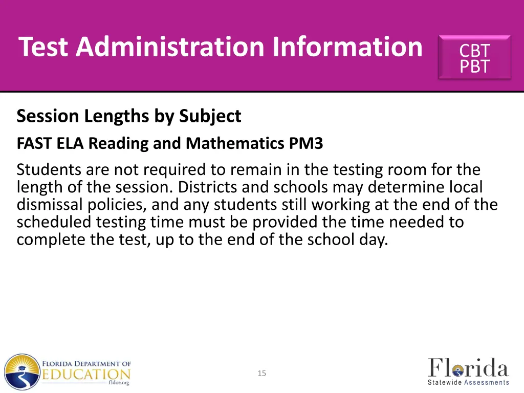 test administration information 7